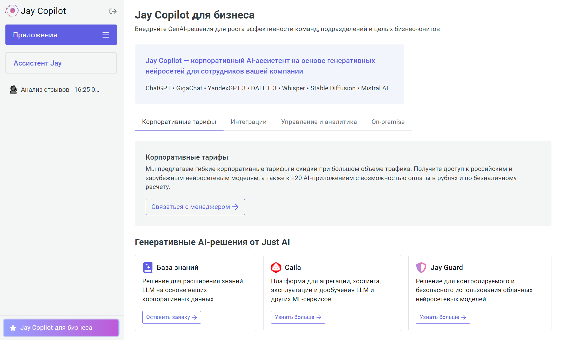 Jay Copilot для бизнеса